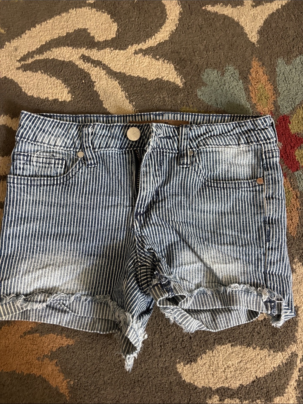Joe's Jeans Blue and White Striped Denim Shorts